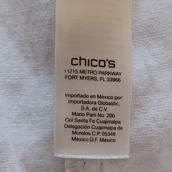 Chico's SO SLIMMING Crop Pants Size 1 M/8 Beige White Print Side Zip Hem Slit - Picture 8 of 10